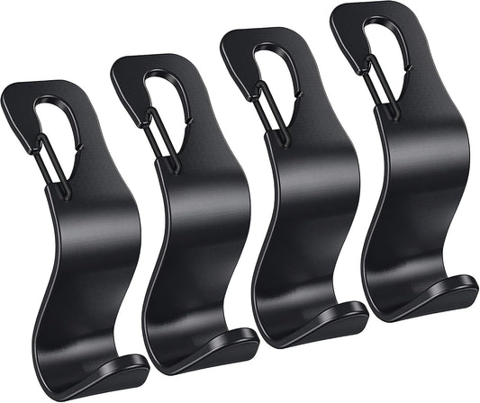 Car Seat Headrest Hooks 4 Pack, Purse Hook for Cars with Non-Slip Lock