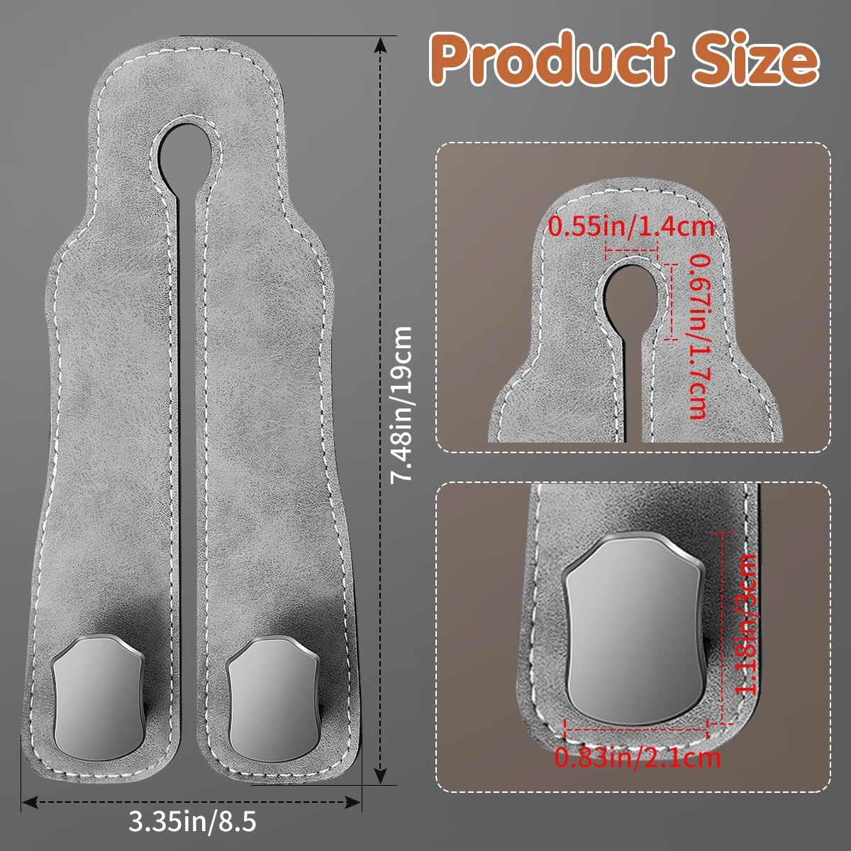 2Pack Car Seat Back Double Hooks, Car Hooks for Headrest