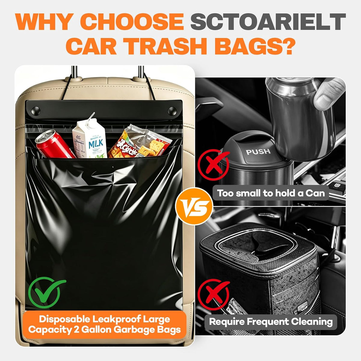 40 Count Hanging Car Trash Bags, Disposable Leak-proof Garbage Can for Car