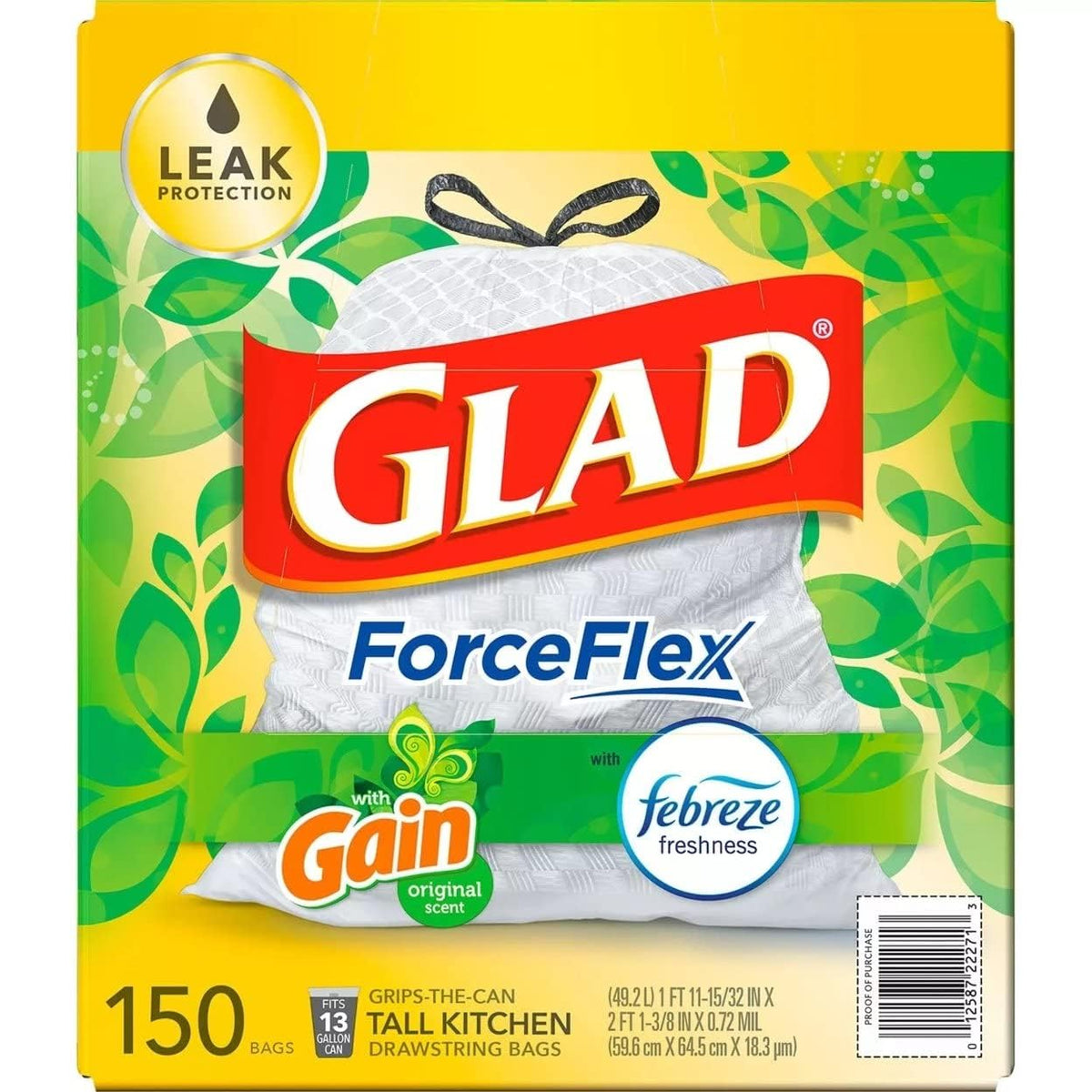 Glad Small Drawstring Trash Bags with Clorox, 4 Gal, Lemon Fresh Bleach, 34 Ct (Package May Vary)