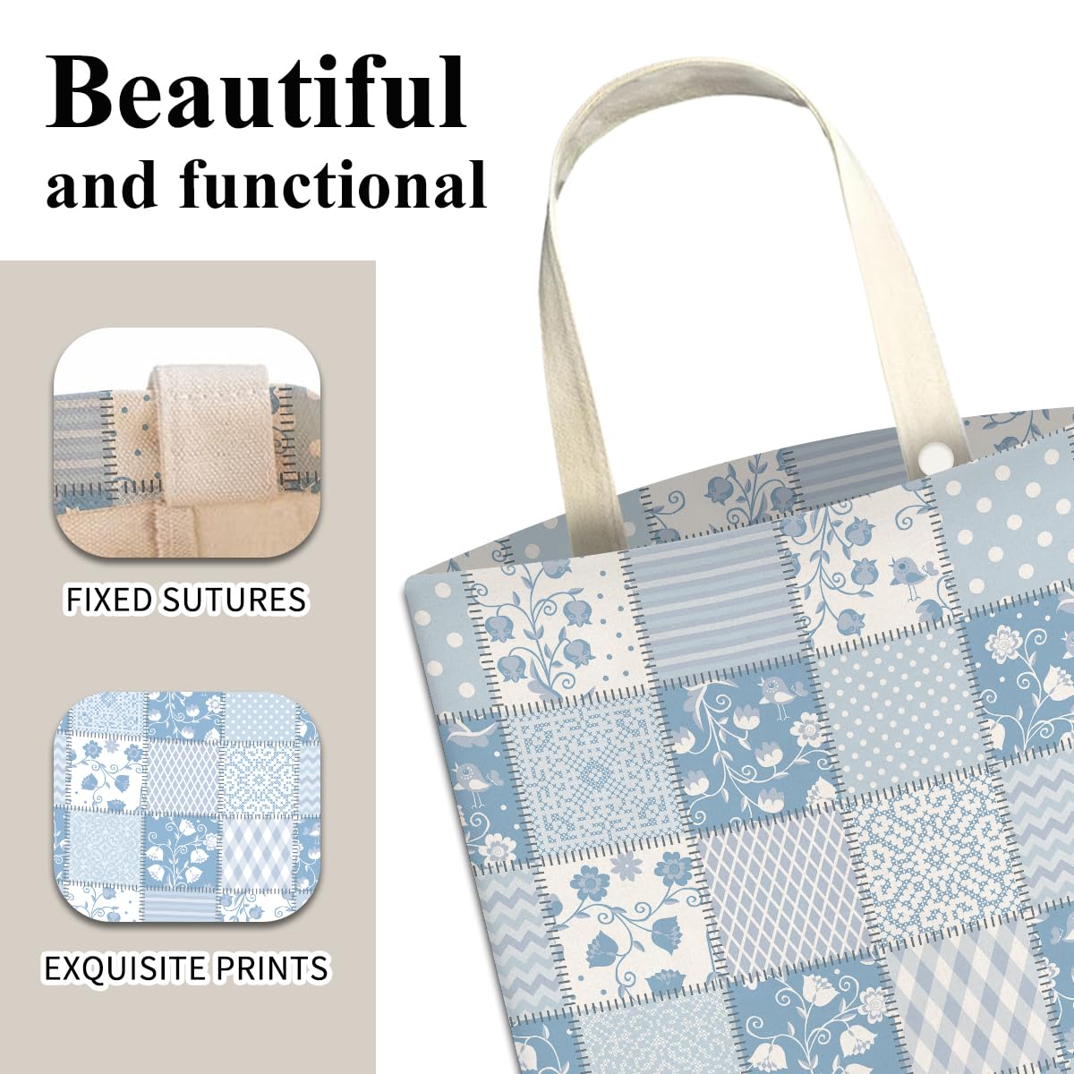 Car Trash Can, Cute Car Trash Bag, Hanging Car Organizer and Storage Bag, Trash Bin for Car Accessories, Vehicle, Travelling, Camping Blue Patchwork Flower