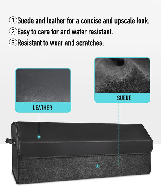 Fyzeoty Car Trunk Organizer for SUV and Sedan, Black, 29.5 inches