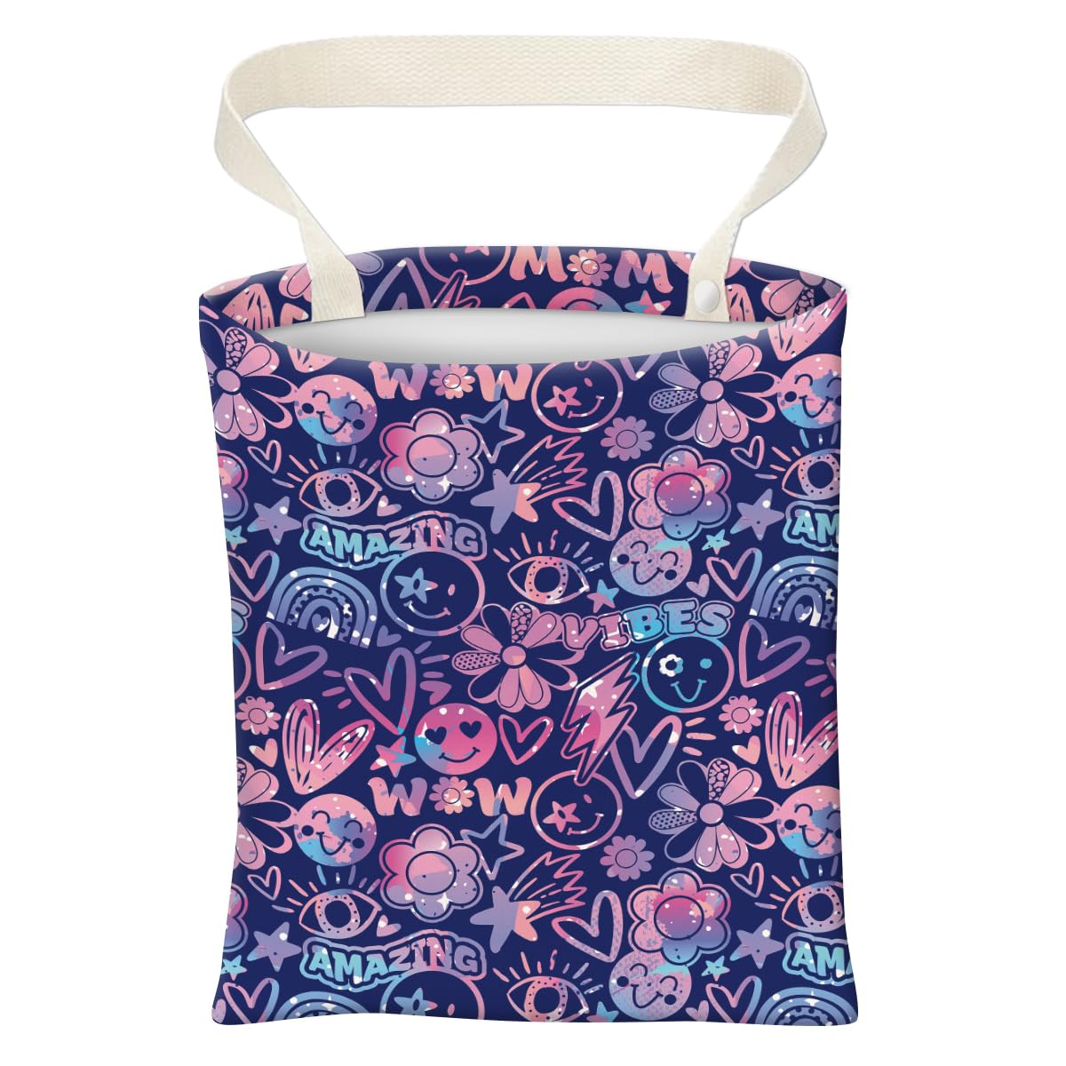 Car Trash Can, Cute Car Trash Bag, Hanging Car Organizer and Storage Bag, Trash Bin for Car Accessories, Vehicle, Travelling, Camping Blue Patchwork Flower