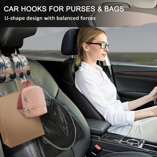 Blusabaca 2PCS Car Seat Headrest Hooks, Purses Bags Holder, Sunrise