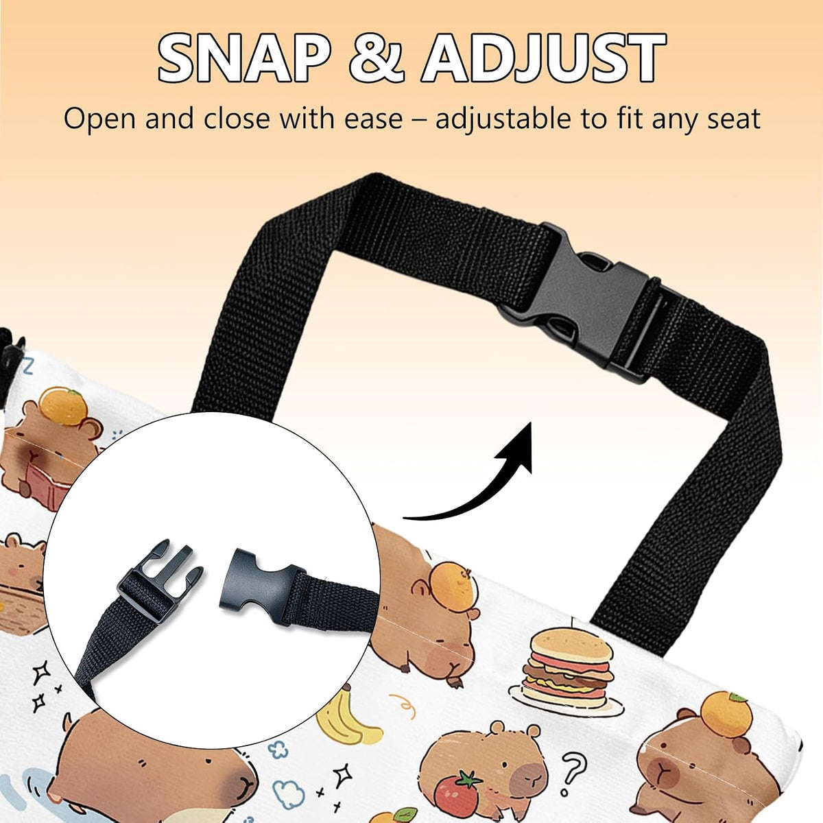 Car Trash Can, Cute Capybara Car Trash Bin, Gift for Capybara Lover, Hanging Back of Seat with Adjustable Snap Buckle Garbage Bag for Car