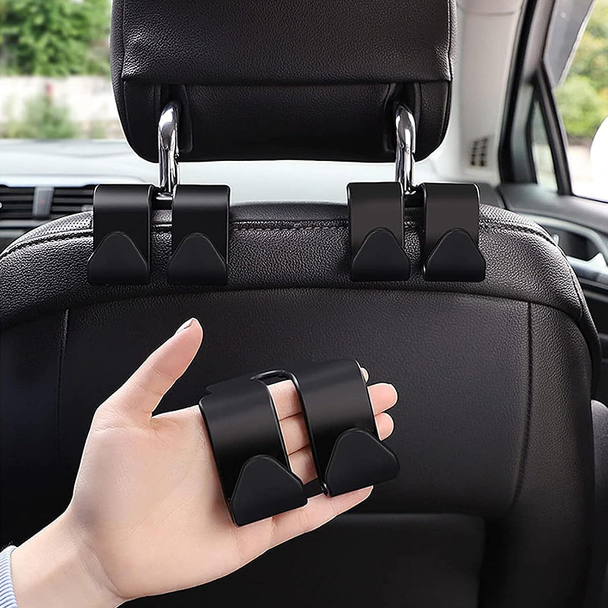 2 Pcs Heavy Duty Seat Back Hook Organizer, Multi-Purpose Car Hanger for Purses, Snacks & Umbrellas, Universal Fit