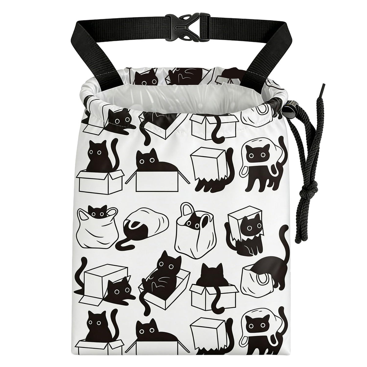 Three Black Cats Car Trash Bag - Waterproof Car Trash Bag Hanging Leakproof Car Garbage Bag - Washable Reusable Trash Bag For Car Interior Hanging Organizer Storage Vehicle Travelling Camping