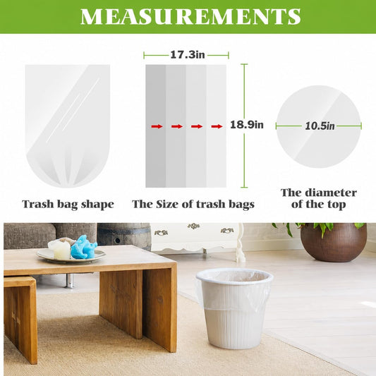 Teivio Small Clear Trash Bags 3 Gallon 150 Count Bathroom Garbage Bags