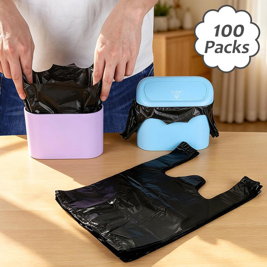 Accmor Small Car Trash Bags for Auto Trash Bin, 100 Count Black Garbage Bag