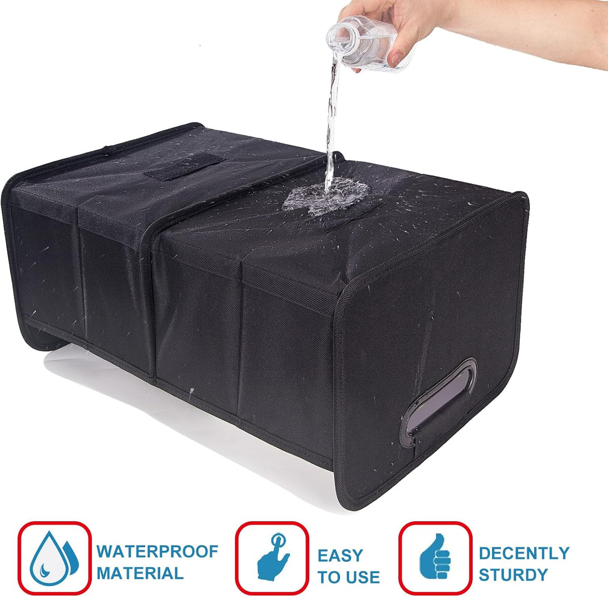 titiyiof Trunk Organizer For Suv & Sedan,Car Organizers and Storage, Waterproof Collapsible & Adjustable Straps,35L Sturdy Car Organization for Car Accessories, Tools,Sundries,2 Compartment（Black）