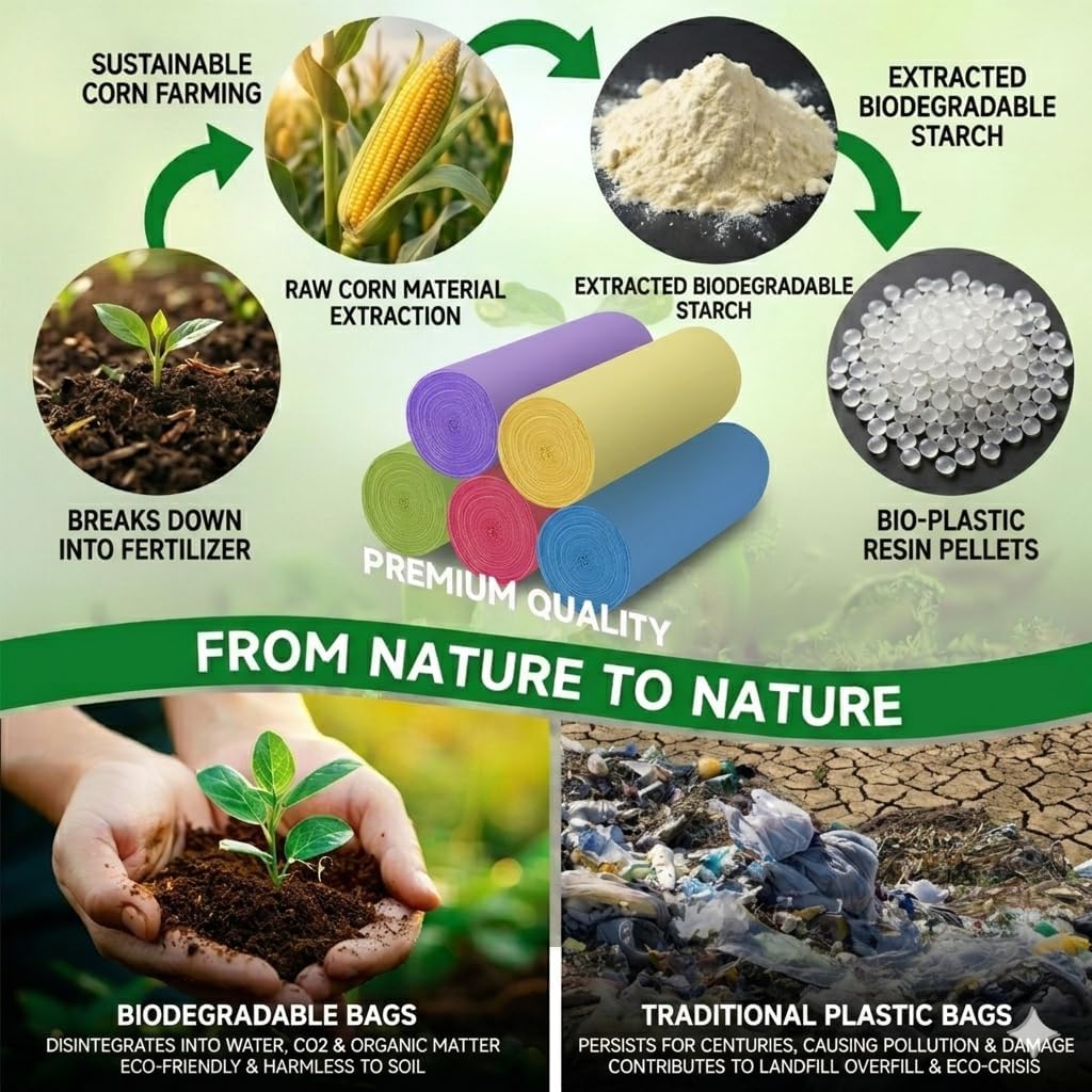 4 Gallon Small Bathroom Trash Bags Biodegradable With Handles
