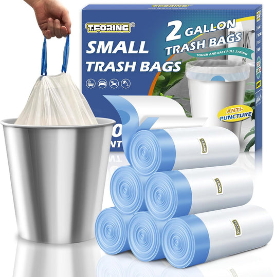 Small 2 Gallon Trash Bags Drawstring,0.96 Mil,Unscented,120 Count