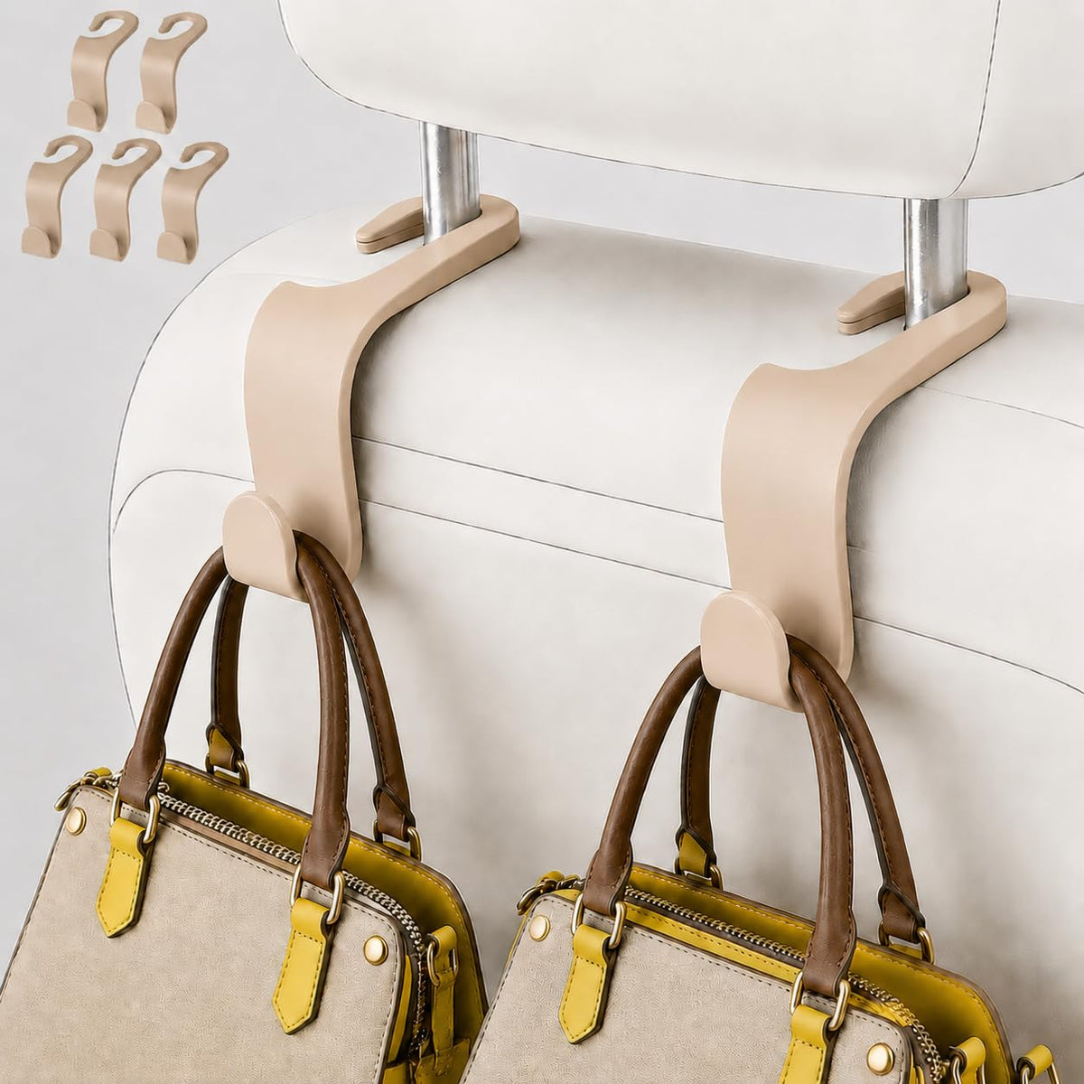5 Pcs Hooks for Car Seat Headrest Hook, Car Back Seat Headrest Hooks Storage for Automotive Vehicle Cars Accessories Purses Grocery Bags Handbag Coat Umbrella Hanger Holder Organizer
