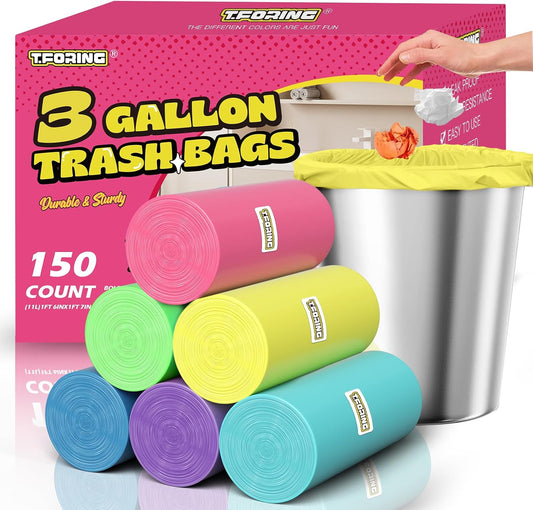 Small 3 Gallon Trash Bags Unscented, 0.78 Mil, Colored, 150 Count