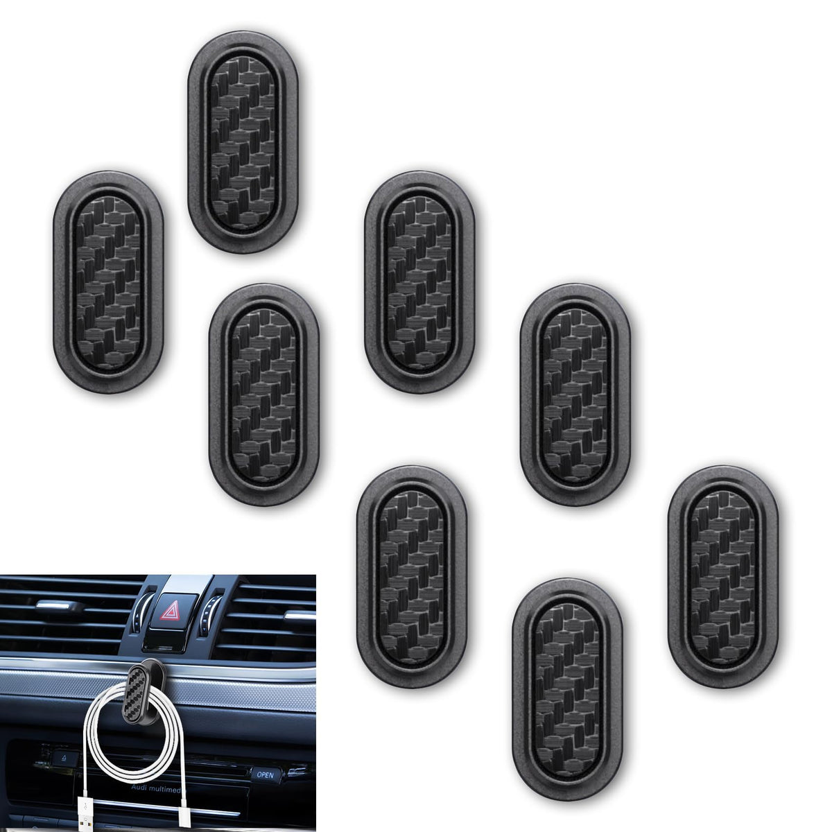 4PCS Car Mini Hooks, Car Dashboard Hook, Multifunctional Auto Backseat Hangers, Vehicle Interior Accessories Car Sticker Hooks for Key, Mask, Earphone, Charging Cable, Black