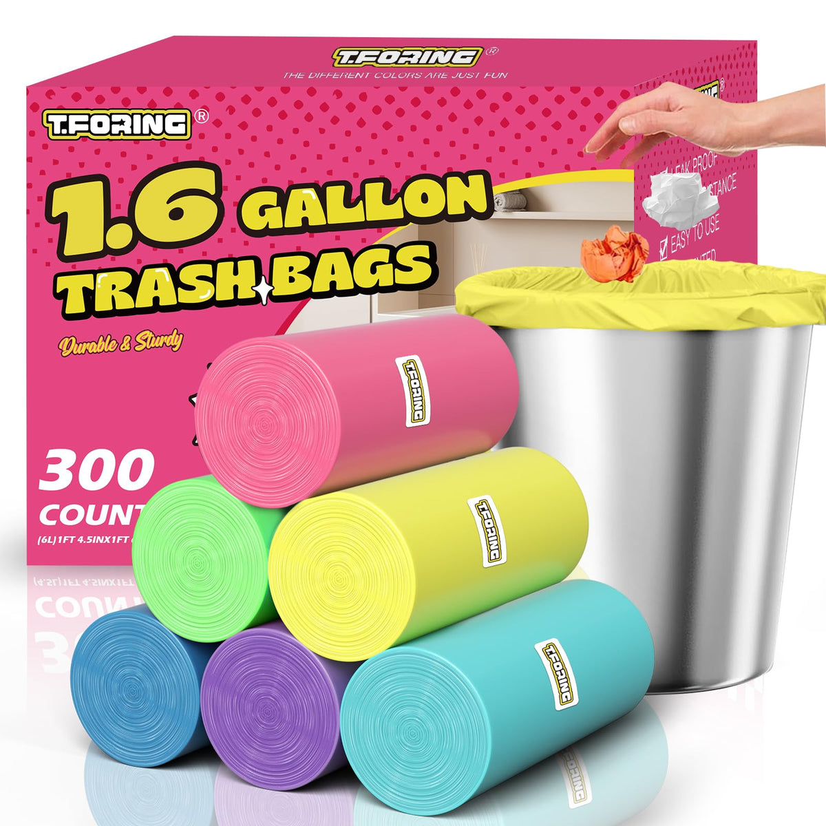 Small 3 Gallon Trash Bags Unscented, 0.78 Mil, Colored, 150 Count
