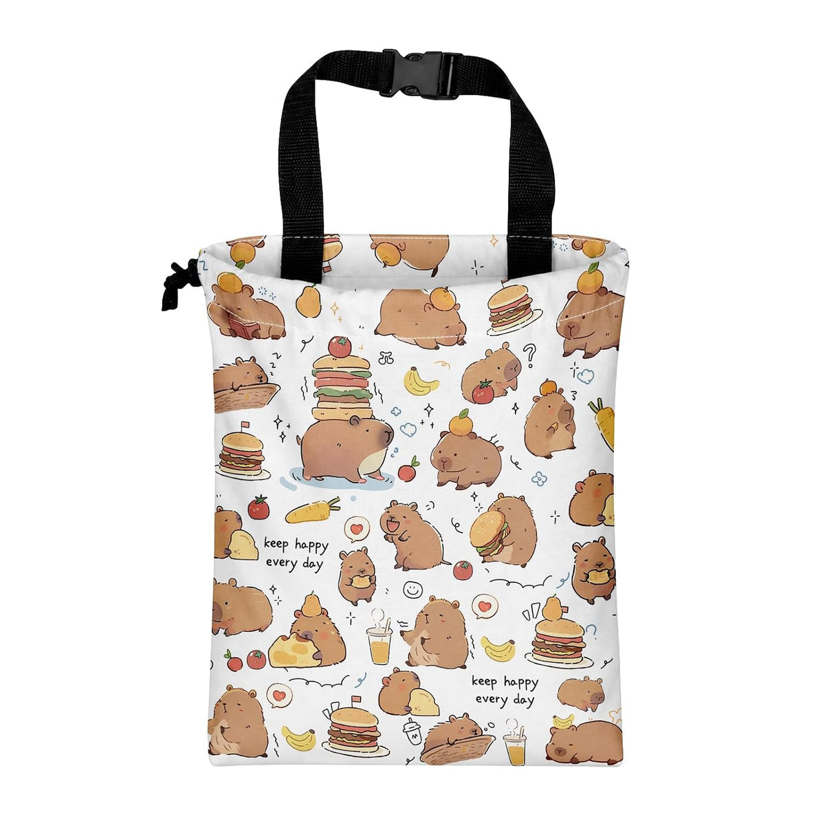 Car Trash Can, Cute Capybara Car Trash Bin, Gift for Capybara Lover, Hanging Back of Seat with Adjustable Snap Buckle Garbage Bag for Car