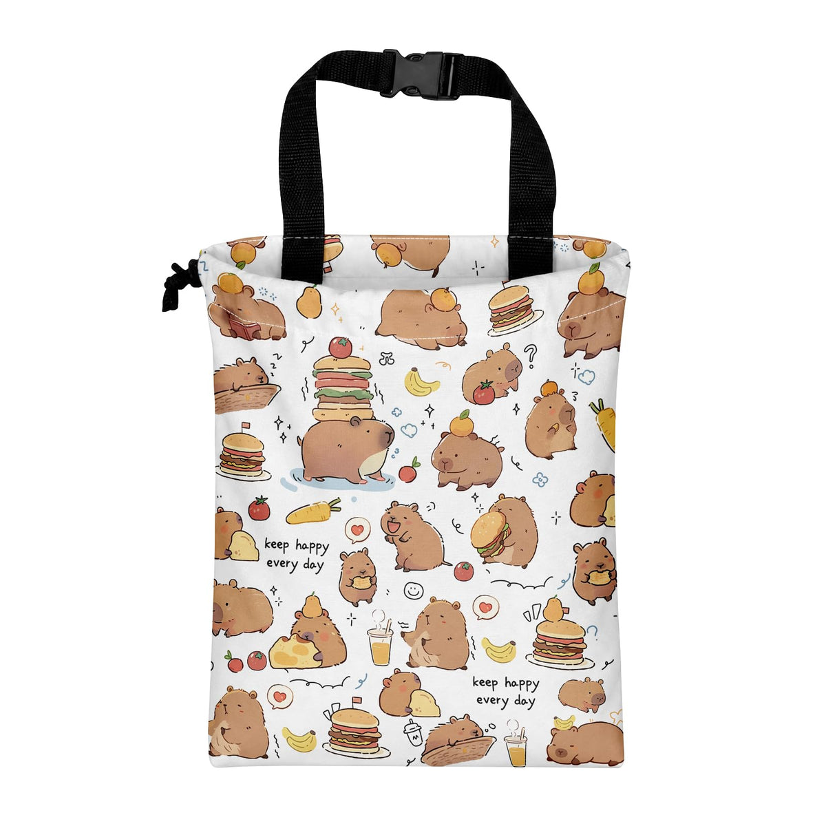 Car Trash Can, Cute Capybara Car Trash Bin, Gift for Capybara Lover, Hanging Back of Seat with Adjustable Snap Buckle Garbage Bag for Car