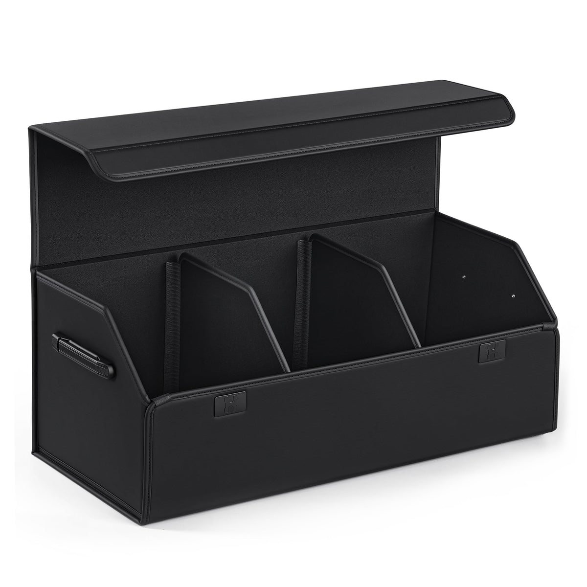 Car Trunk Organizer for SUV & Sedan - Magnetic Lid, Large Capacity PU Leather Waterproof Foldable Storage Box, Adjustable Dividers and Side Handles, Tools, Snacks & Auto Accessories, 29.5"x13"x11.4"