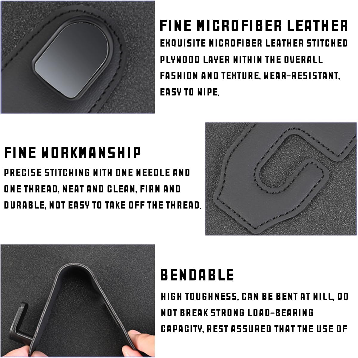 Bittwee 2PCS Car Headrest Hook, Leather Automotive Back Seat Hanger Holder Hooks Storage Organizer for Purse Drink Grocery Bag Coat Handbag, Vehicle Organize Accessories