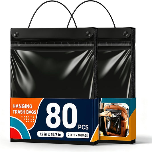80 Count Hanging Car Trash Bags, Disposable Leak-proof Garbage Can for Car