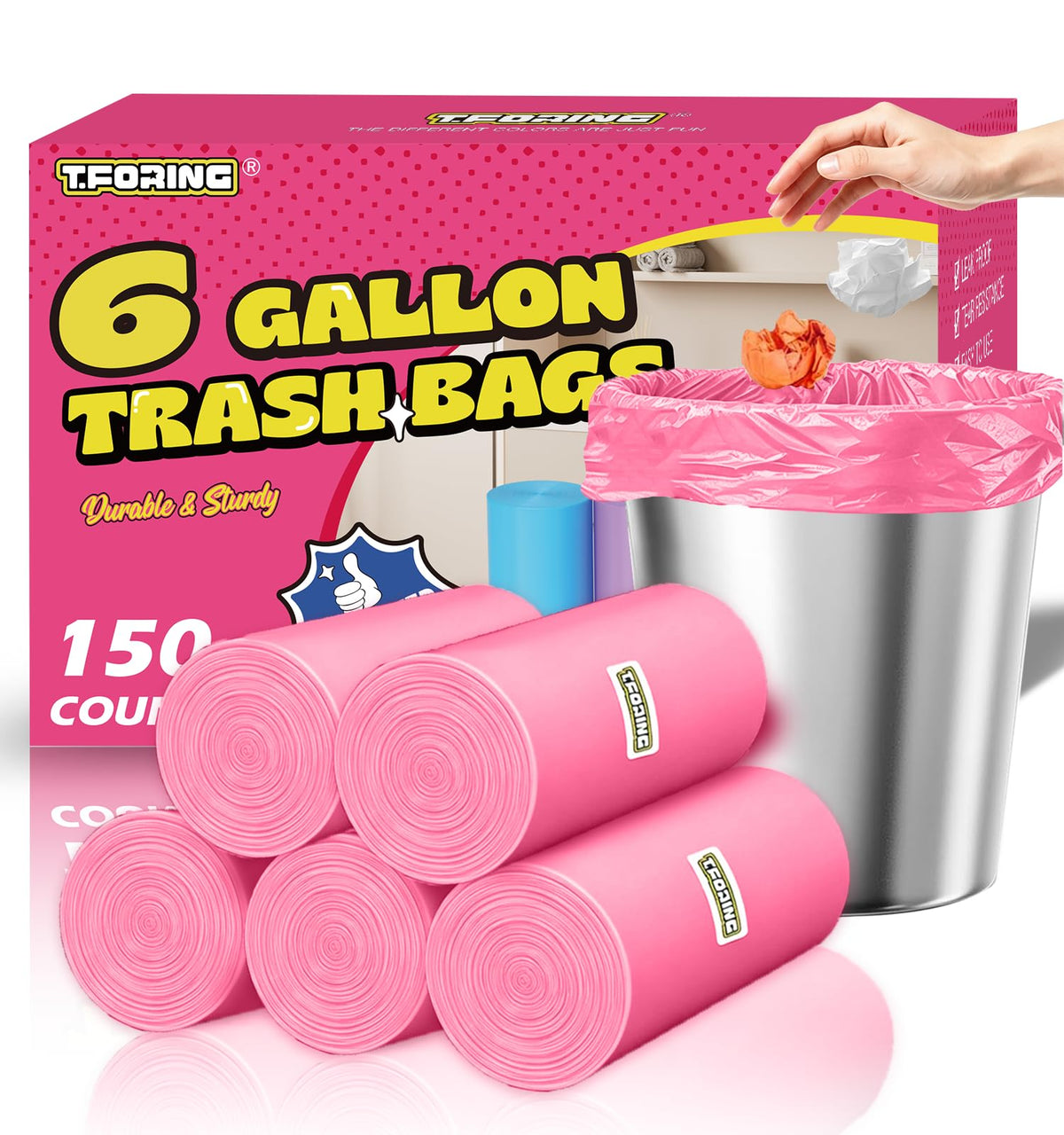 Small 3 Gallon Trash Bags Unscented, 0.78 Mil, Colored, 150 Count