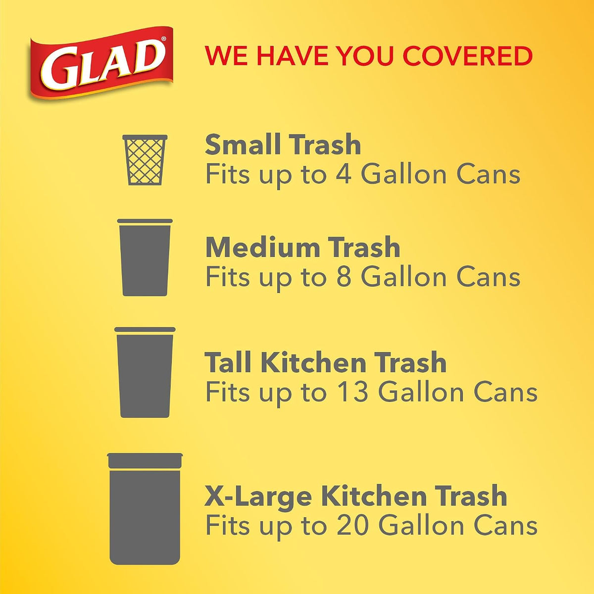 Glad OdorShield Small Quick-Tie Trash Bags, Fresh Clean Scent, 4 Gallon, 52 Ct (Package May Vary)