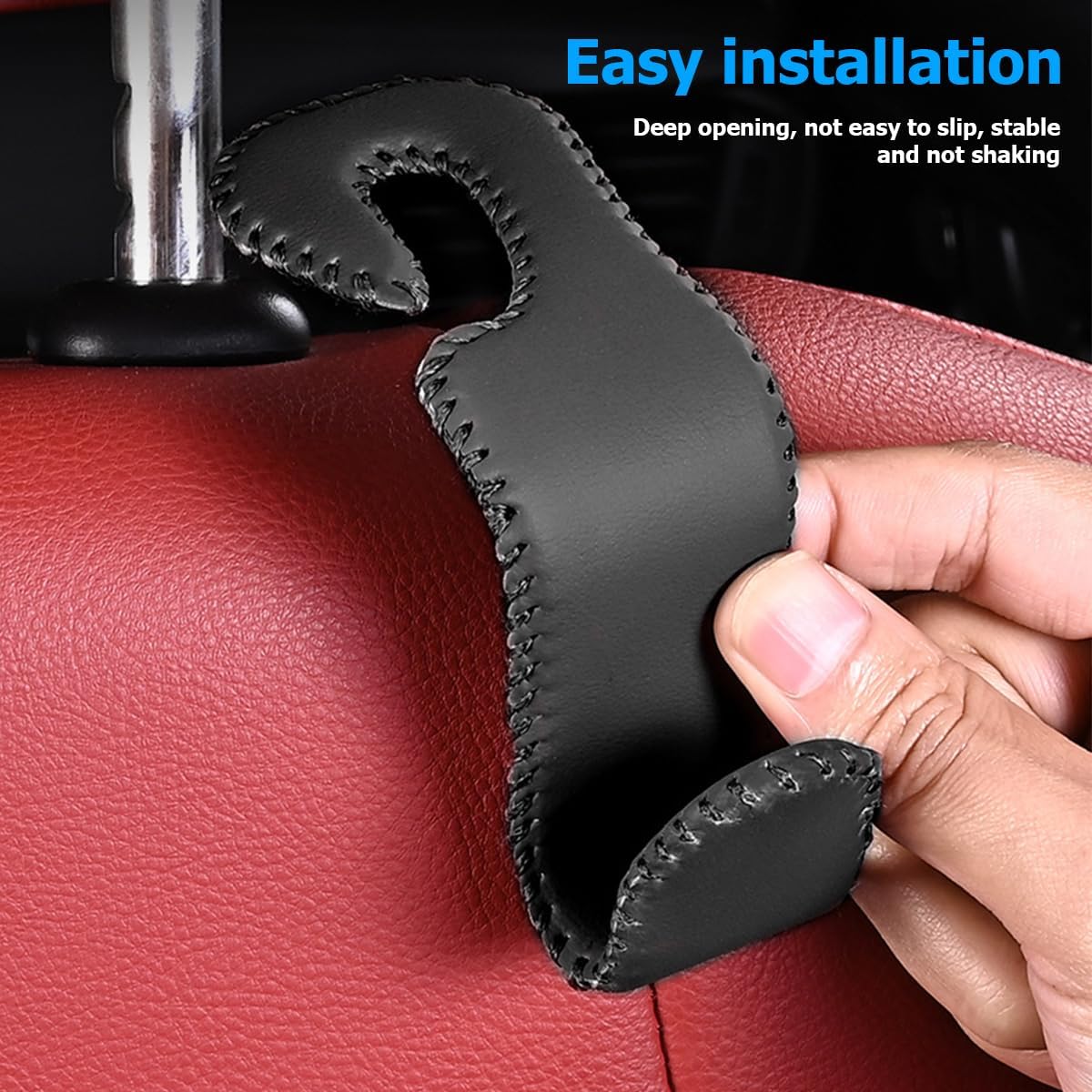 Zpana 2PCS Car Headrest Hooks Genuine U-Shaped Hanging Holder Black