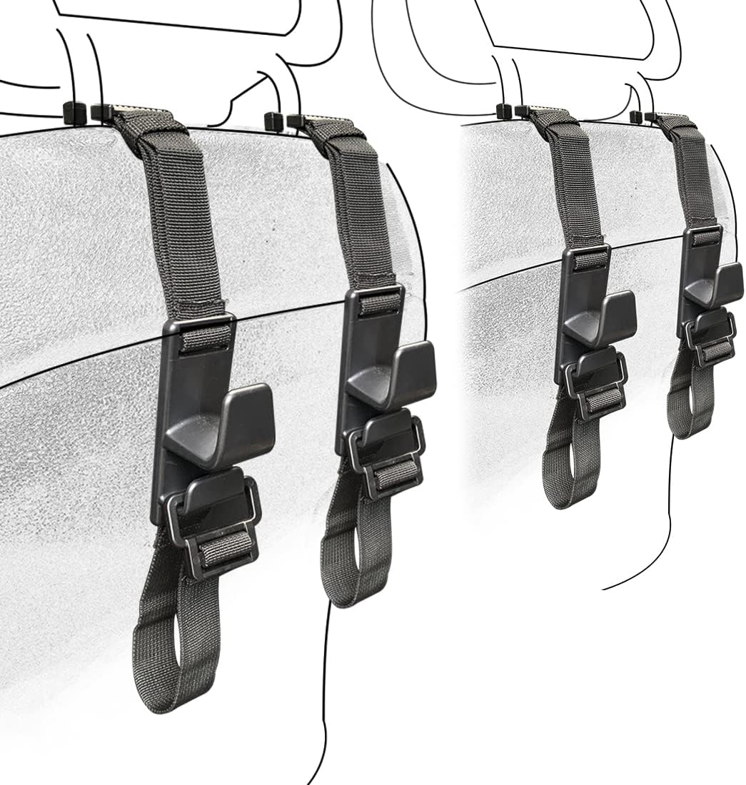 4-Pack Headrest Hooks for Car Universal Interior Auto Vehicle Back Front Seat Hanger Holder Organizer for Handbags Purses Coats and Grocery Bags