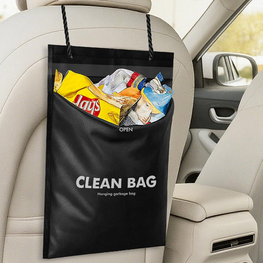 Accmor Hanging Car Trash Bags, 50 Count Disposable Garbage Bags, Easy Stick-On Headrest Waist Bin for Sedan, SUV, Truck, RV, Easy Tear Roll, Leak-Proof, Black