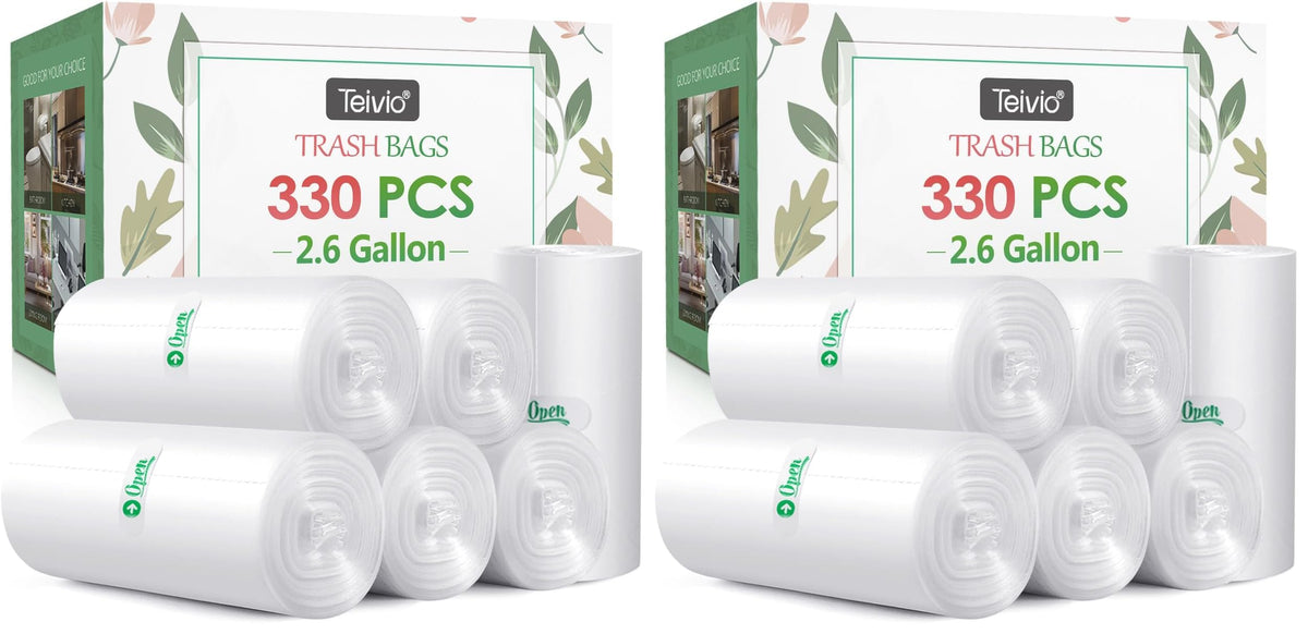 Teivio Small Black Trash Bags 2 Gallon 170 Count Unscented Garbage Bags
