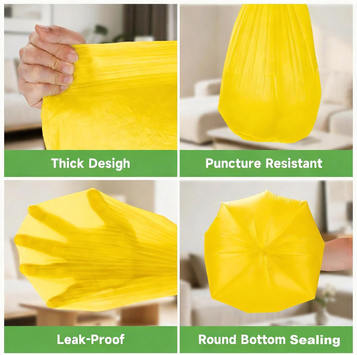 4 Gallon Small Bathroom Trash Bags Biodegradable With Handles