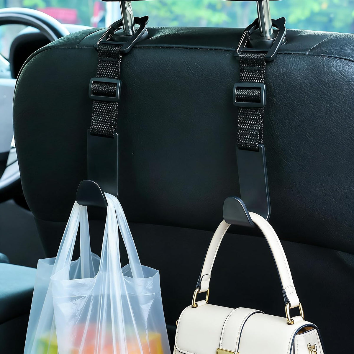 Car Headrest Hooks 4-Pack Anti-drop Hanger Seat Storage for Bags