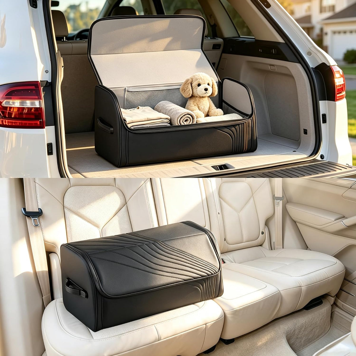 TOPABYTE Car Trunk Organizer with Lid Capacity Collapsible Bag Black, Large