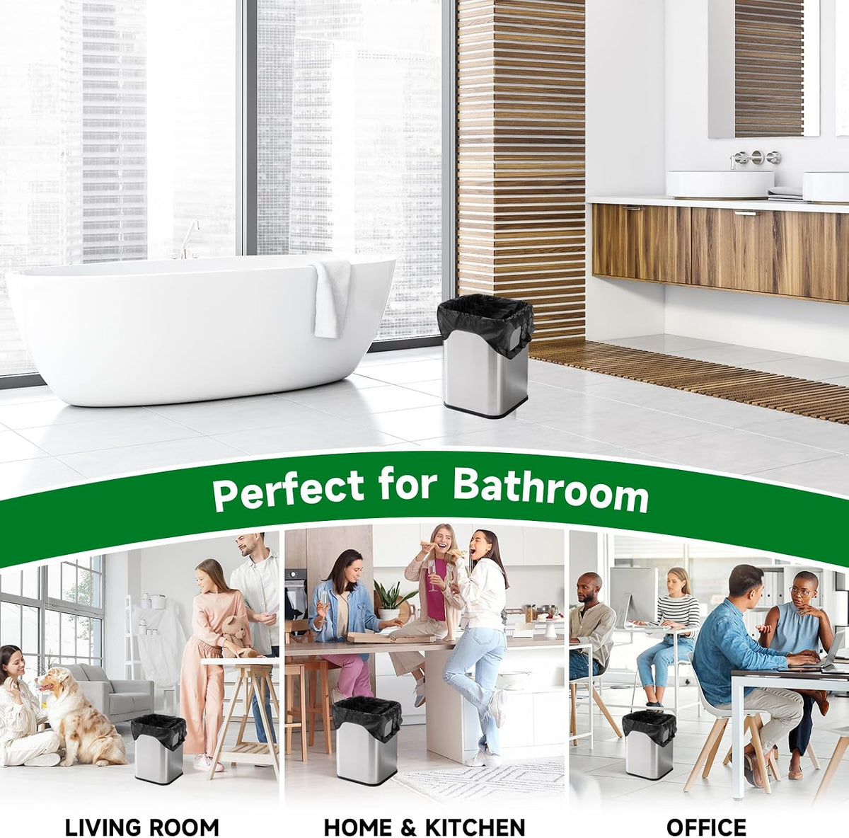 Small Bathroom Trash Bags 2 Gallon - Black Mini Garbage Bags With Handle Biodegradable Compostable 100 Count Kitchen Office Car Little Waste Basket Unscented Tiny Liners Strong Thick Chenyucheng