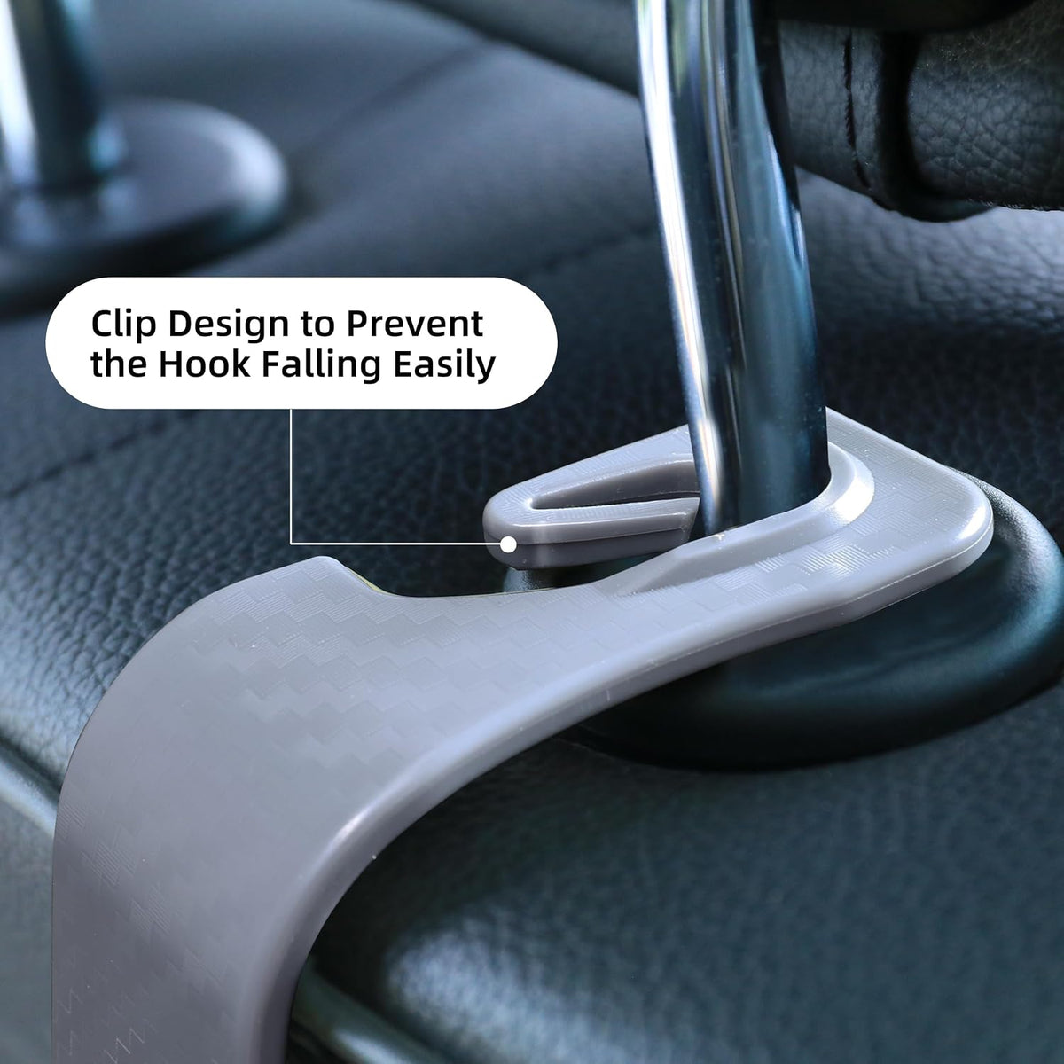 Car Seat Headrest Hooks Vehicle Storage Organizer for Purses Handbags Groceries Coats – Holds 55 lbs 360° Rotating Checkered Pattern Design 4 Pack (Gray Checkered)