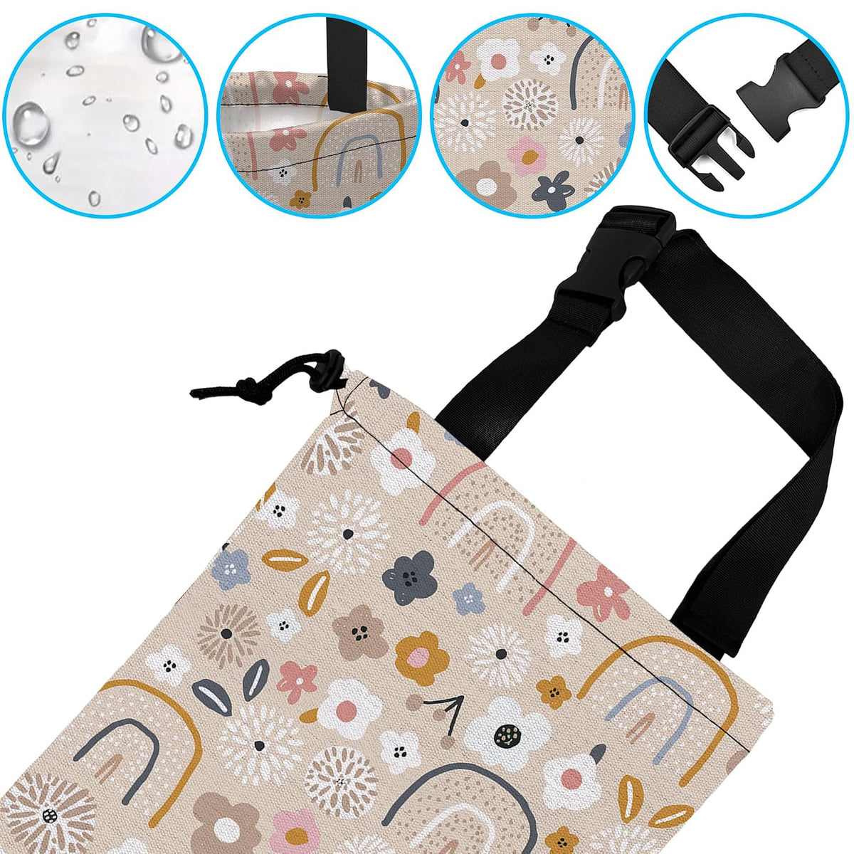 Car Trash Bag Hanging Creative Floral Rainbows Car Trash Can Waterproof Garbage Bag Hanging for Car Back Seat