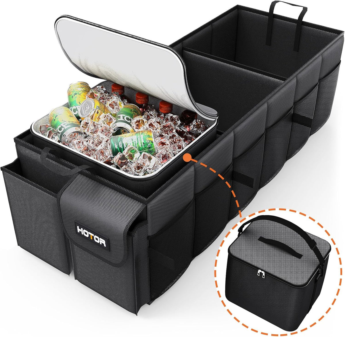 HOTOR Trunk Organizer, Sturdy Foldable with Cooler for Car, Sudan & SUV