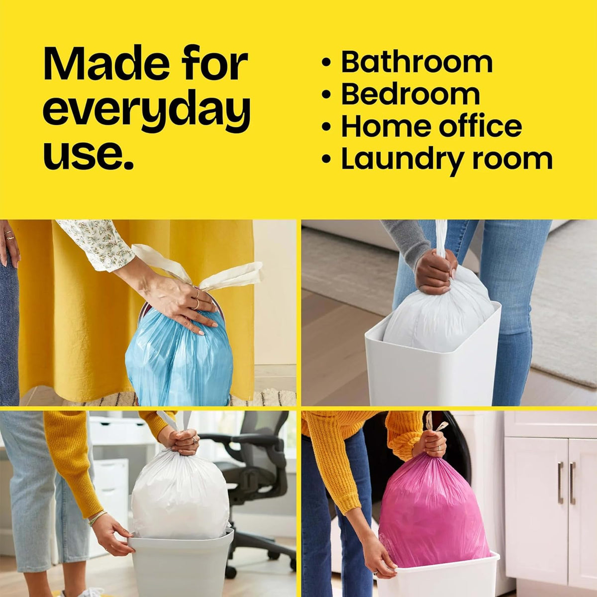 Glad Medium Drawstring Trash Bags, Rip and Tear Resistant, Fresh Clean Scented Garbage Bags, Odor Control, Febreze Freshness, 8 Gallon Trash Bags, 80 Count