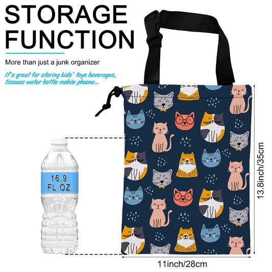 Car Trash Bag Cute Cat Car Garbage Bag Hanging Car Trash Can for Back Seat with Drawstring