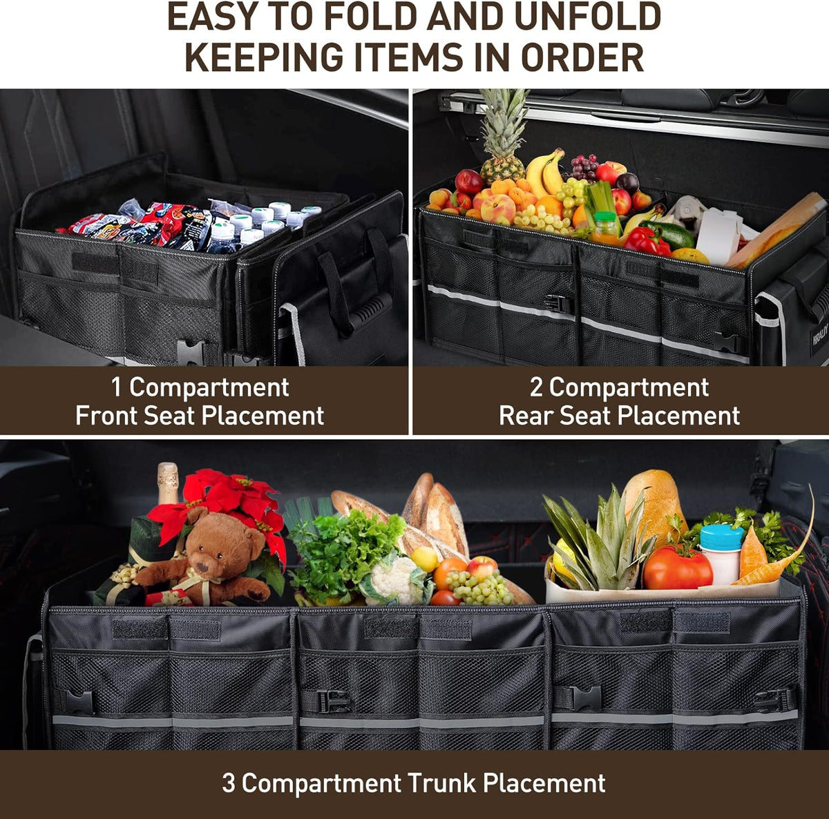 HIRALIY 75L Car Trunk Organizer for SUVs with Leakproof Cooler Bag