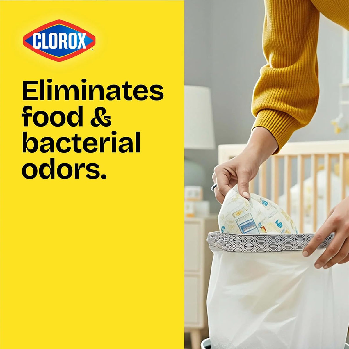 Glad Small Drawstring Trash Bags with Clorox, 4 Gal, Lemon Fresh Bleach, 34 Ct (Package May Vary)