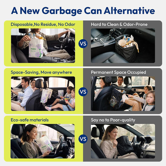Disposable Car Garbage Bin Bags, Vomit Trash Bags Made with Recycled HDPE for Boat, Plane, Travel, Camping, Bedroom, Study Room, Office and Car, 20 pcs,Purple