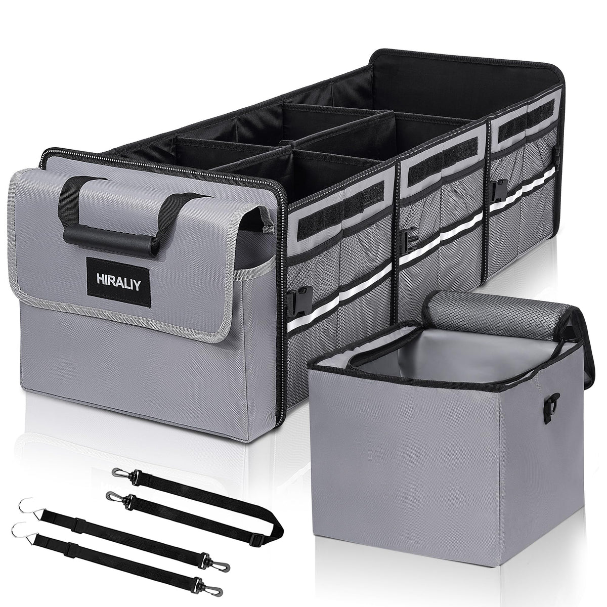 HIRALIY 75L Car Trunk Organizer for SUVs with Leakproof Cooler Bag
