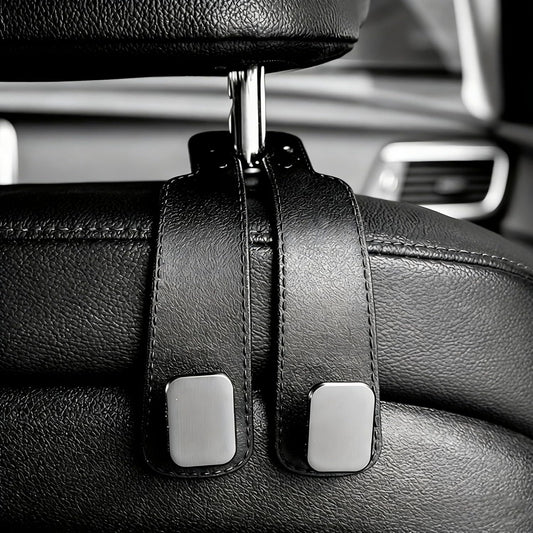 3-Pack Heavy Duty Black Car Seat Back Hooks – Car Accessories, Hidden Design Metal Headrest Hangers for SUV & Sedan, Strong Storage Hooks for Grocery Bags, Purses & Coats